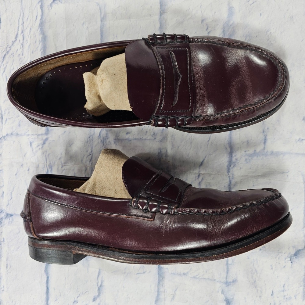 Sebago Dan Classic Penny Loafers Men 7 D Burgundy Leather Slip On Dress Shoes